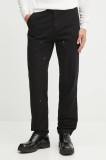 Hugo Blue pantaloni de bumbac culoarea negru, drept, 50546746