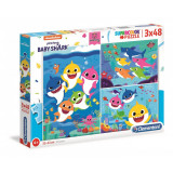 Puzzle Clementoni Baby Shark, 3 x 48 piese