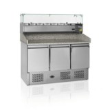 Masa preparare pizza cu 3 usi si vitrina ingrediente pizza
