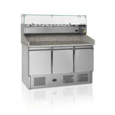 Masa preparare pizza cu 3 usi si vitrina ingrediente pizza