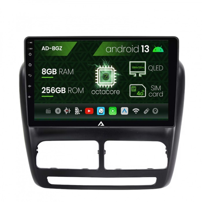 Navigatie Fiat Doblo (2010-2015), Android 13, Z-Octacore 8GB RAM + 256GB ROM, 10.1 Inch - AD-BGZ10008+AD-BGRKIT358