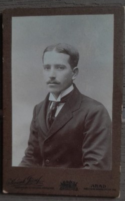 Foto veche CDV atelier Kossak Jozsef, ARAD tanar elegant / moda masculina foto
