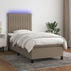 VidaXL Pat cu arcuri, saltea și LED, gri taupe, 80x200 cm, textil 3134993