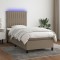 vidaXL Pat cu arcuri, saltea și LED, gri taupe, 80x200 cm, textil 3134993