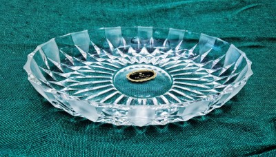 vtg platou oval din cristal bol GB BAD DRIBURG bol sticla lucrata manual 28 cm foto
