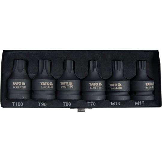 Set de sase biti de impact Torx si Spline 3/4 Yato YT-10653