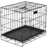 Cusca pentru animale, 2 usi, Pliabila din metal, L, Negru, 60x50x42 cm Household NewTrend