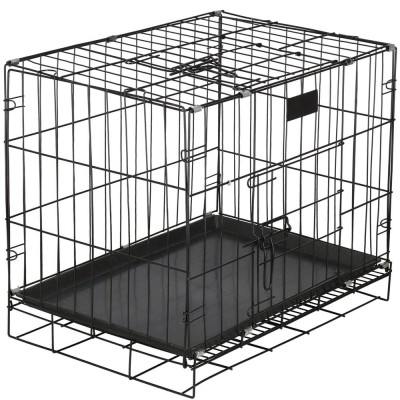 Cusca pentru animale, 2 usi, Pliabila din metal, L, Negru, 60x50x42 cm Household NewTrend foto