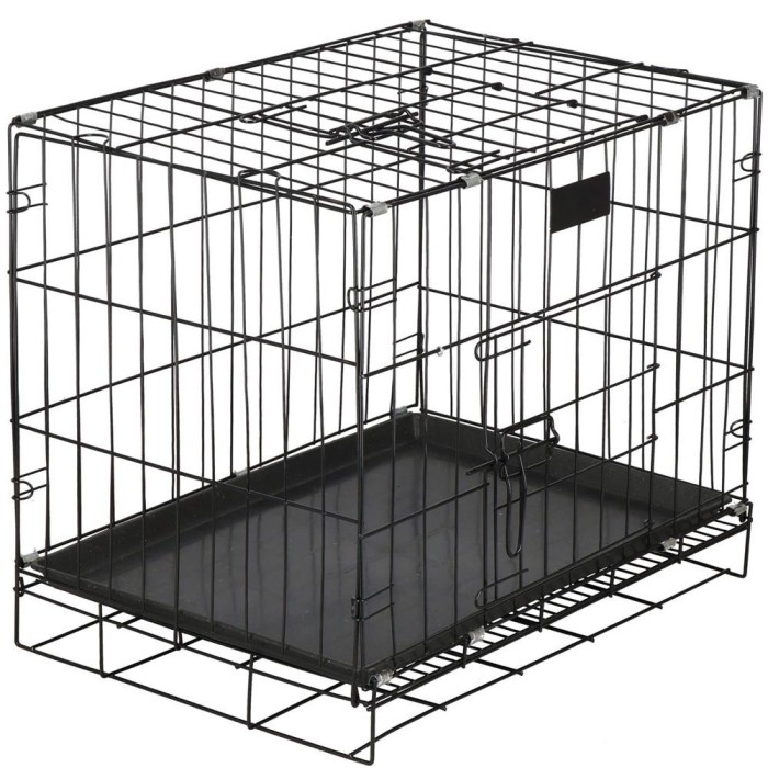 Cusca pentru animale, 2 usi, Pliabila din metal, L, Negru, 60x50x42 cm Household NewTrend