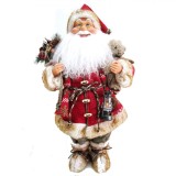 Mos Craciun decorativ, OffLimits, model cu lanterna si cadouri, 45cm, rosu / maro