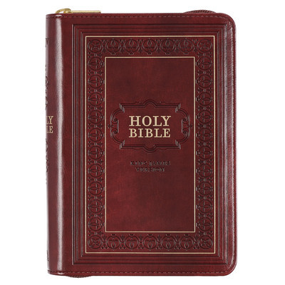 KJV Large Print Compact Bible Burgundy with Zipper Faux Leather foto