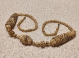 COLIER din OS TRIBAL MASIV OPULENT manopera EXCEPTIONALA unic VECHI sculptat MANUAL
