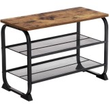 VASAGLE Raft pentru pantofi metalic, cu 2 polite, stil industrial, 66x45x30cm, maro Household NewTrend