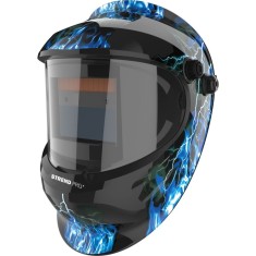 Masca de sudura cu autoreglare a intensitatii luminoase, DIN 9-13, 92.5x42.5 cm, model fulgere albastre, Strend Pro