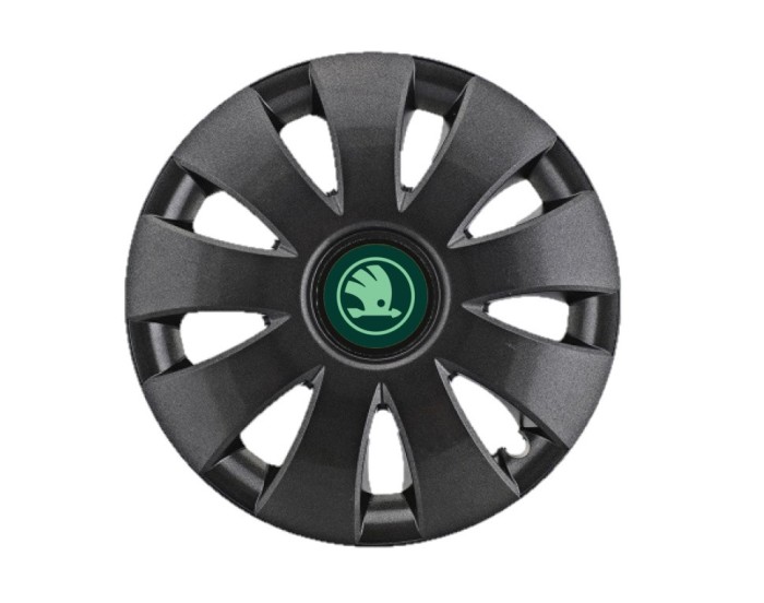 Set 4 Capace Roti Autohelix MSA&reg; potrivite jantelor de 15 inch, pentru Skoda Verde model Aura Black