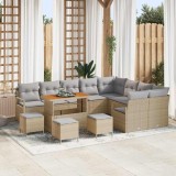 VidaXL Set de canapele pentru grădină cu pernă 13 pcs Bej Rattan poli