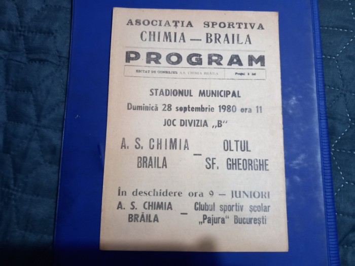 Program Chimia Braila - Oltul Sf. Gheorghe
