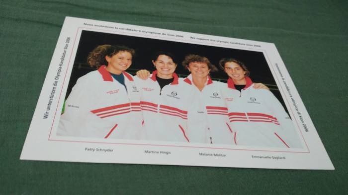 CARTE POSTA ECHIPA DE FED CUP A ELVETIEI IN FRUNTE CU MARTINA HINGIS NECIRCULATA