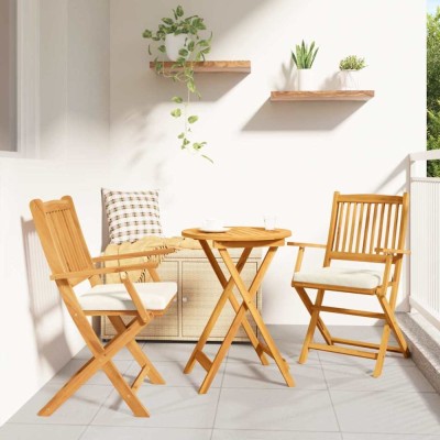 vidaXL Scaun pliant 2 pcs Alb 49 x 57.5 x 92cm Lemn masiv de acacia 42000955 foto