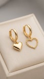 Cercei Asimetrici din Argint 925 Placati cu Aur Mixed Hearts,