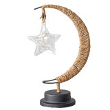 Lampa veghe flippy, semi-luna cu stea din sticla, led, 28x15 cm, alb cald