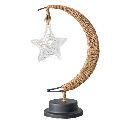 Lampa veghe Flippy, semi-luna cu stea din sticla, led, 28x15 cm, alb cald foto