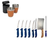 Set cutite profesionale de macelarie, 8 piese ,tip B. Cadou Set 4 pahare Inox