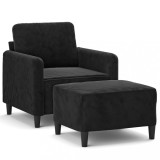 Cumpara ieftin Fotoliu canapea cu taburet, negru, 60 cm, catifea