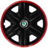 Set 4 Capace Roti pentru Skoda, model Fast Black Cu Rama Rosie, R15, Autohelix MSA