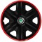 Set 4 Capace Roti pentru Skoda, model Fast Black Cu Rama Rosie, R15