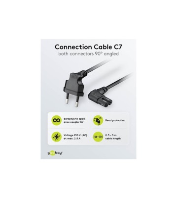 Cablu de conectare goobay Eurostecker &amp;icirc;nclinată pe ambele părți, 3 m, negru foto