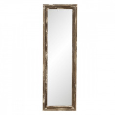 Oglinda de perete cu rama din lemn maro antichizat 22 cm x 3 cm x 70 h foto