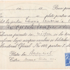 Banca Nationala - Cambie - BILET LA ORDIN 1936 TIMBRU SEC 4 LEI APOSTILA