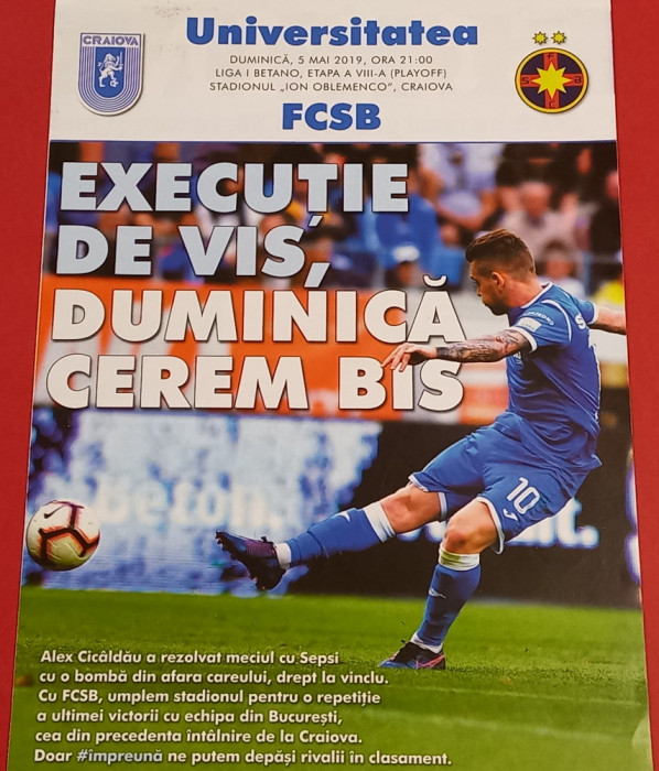 Program meci fotbal UNIVERSITATEA Craiova - FCSB (05.05.2019)