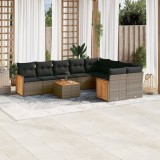 vidaXL Set mobilier de grădină cu perne, 10 piese, gri, poliratan 3260394