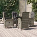 vidaXL Set mobilier grădină cu perne, 5 piese, negru și gri, poliratan 3185198
