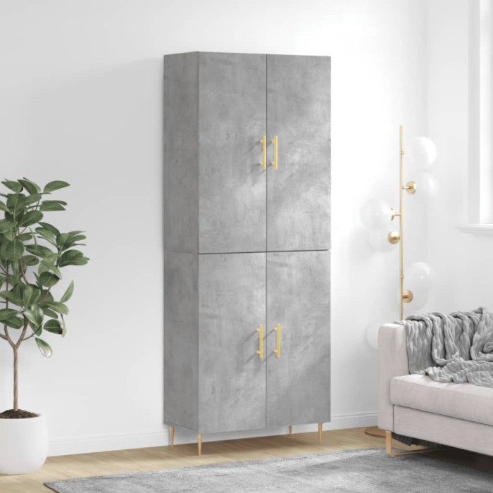 vidaXL Dulap &icirc;nalt, gri beton, 69,5x34x180, lemn compozit