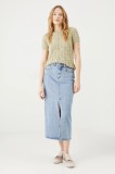 Medicine fusta din bumbac denim maxi, drept