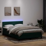 Cumpara ieftin Pat box spring cu saltea, Verde &icirc;nchis, 140x210 cm, catifea