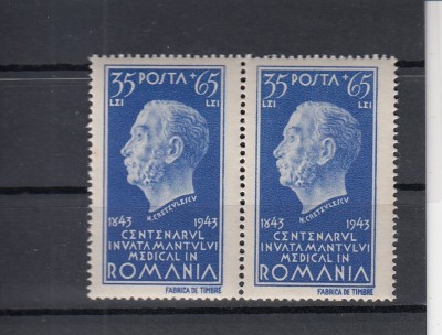 ROMANIA 1944 LP162 CENTENARUL INVATAMANTULUI MEDICAL-DR N KRETULESCU PERECHE MNH foto