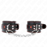 KINK - BLACK WRIST RESTRAINTS WITH RED HEART INLAY ADJUSTABLE 21-28 CM X 5.5 CM, KINK WRIST RESTRAINT