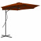 Umbrelă de exterior cu st&acirc;lp din oțel, teracota, 300x230 cm