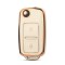 Husa Cheie Briceag Vw Golf 4, 2 Butoane, Tpu, Alb cu contur auriu AutoProtect KeyCars