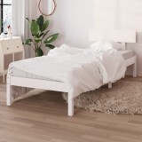 VidaXL Cadru de pat single, alb, 90x190 cm, lemn masiv de pin