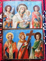 Icoana pe lemn, Maica Domnului, Mihail, Grigorie, Nicolae, Constantin, Dimitrie foto