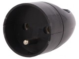 Conector alimentare AC mamă 2P PE 250VAC 16A negru