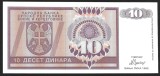 BOSNIA HERTEGOVINA - REPUBLICA SARBA - BANJA LUKA , 10 DINARI / DINARA 1992 , P-133a , UNC , necirculata