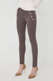 Morgan pantaloni femei, culoarea maro, mulata, high waist
