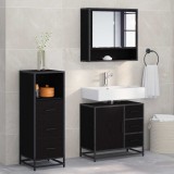 Cumpara ieftin Set de mobilier pentru baie 3 buc. Stejar Negru 65 x 33 x 60 cm