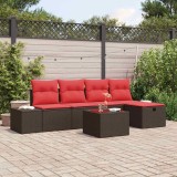 vidaXL Set de canapele pentru grădină cu pernă 6 pcs Maro poliratan 3359373